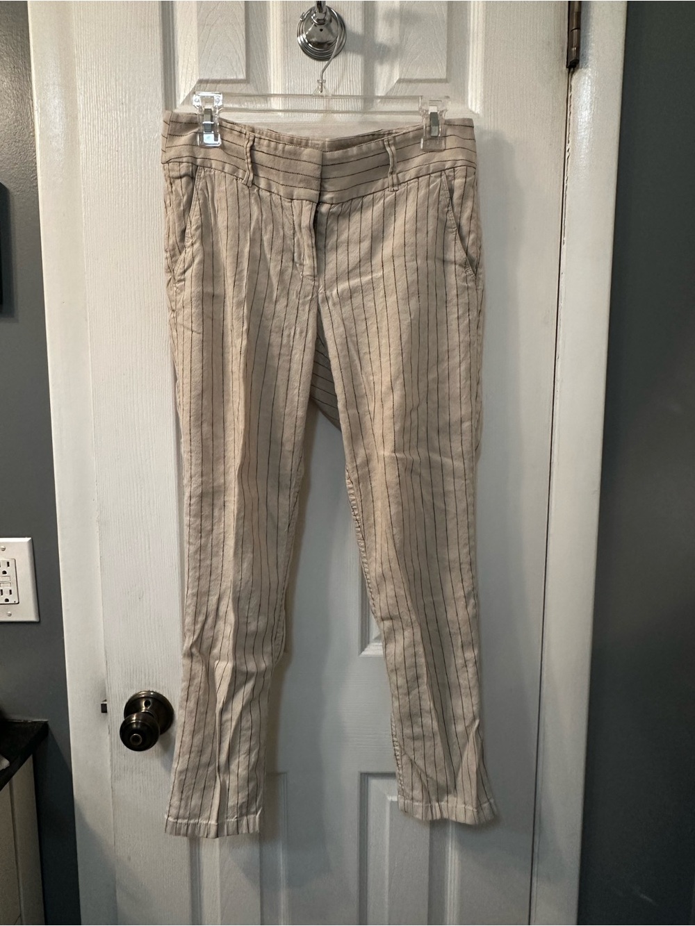 Loft Beige Pinstripe Casual Pants